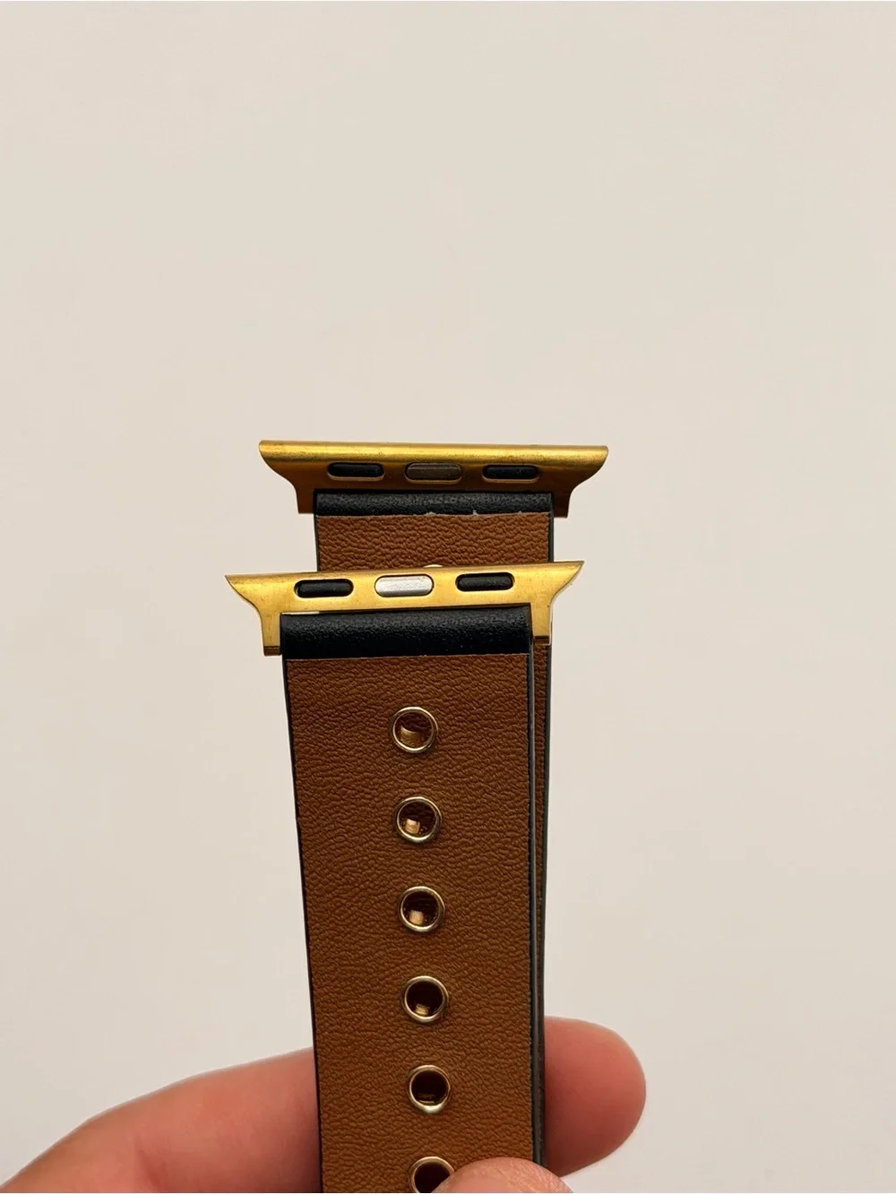 Allsatians Apple Watch Band Black/Gold Leather, New, Gold Buckle, 42/44/46mm